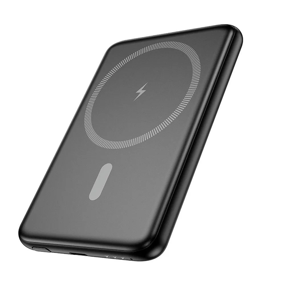 Batteria Esterna Wireless HOCO J140A, 5000mAh, 20W, PD + FQI, 1 x QI - 1 x USB-C, Nera