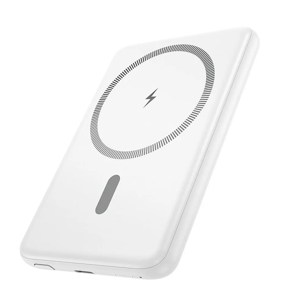 Batteria Esterna Wireless HOCO J140A, 5000mAh, 20W, PD + FQI, 1 x QI - 1 x USB-C, Bianca