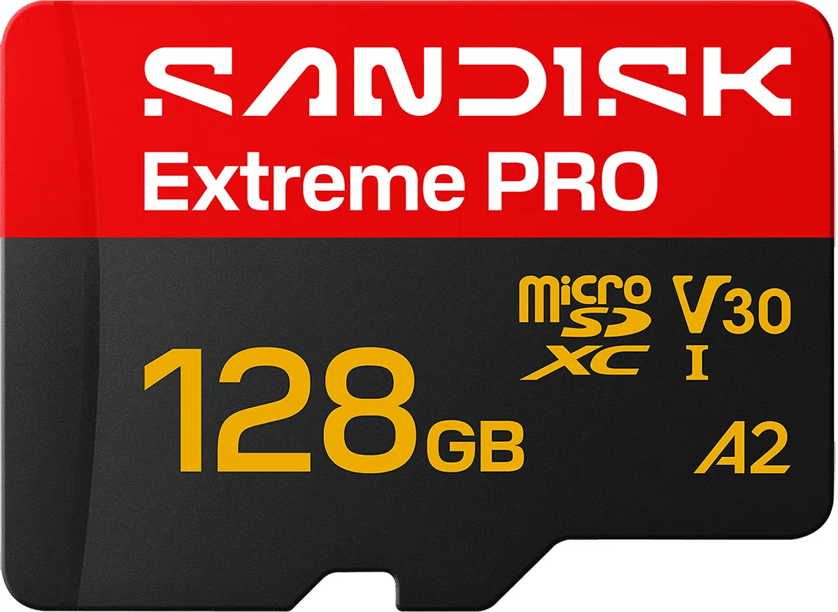 Scheda di memoria microSDXC SanDisk Extreme Pro A2, 128Gb, Classe 10 / UHS-1 U3, con adattatore SDSQXCJ-128G-GS6MA