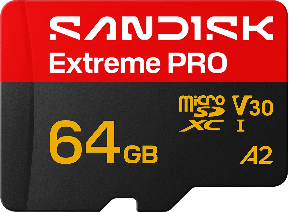 Scheda di memoria microSDXC SanDisk Extreme Pro A2, 64Gb, Classe 10 / UHS-1 U3, con adattatore SDSQXCU-064G-GS6MA
