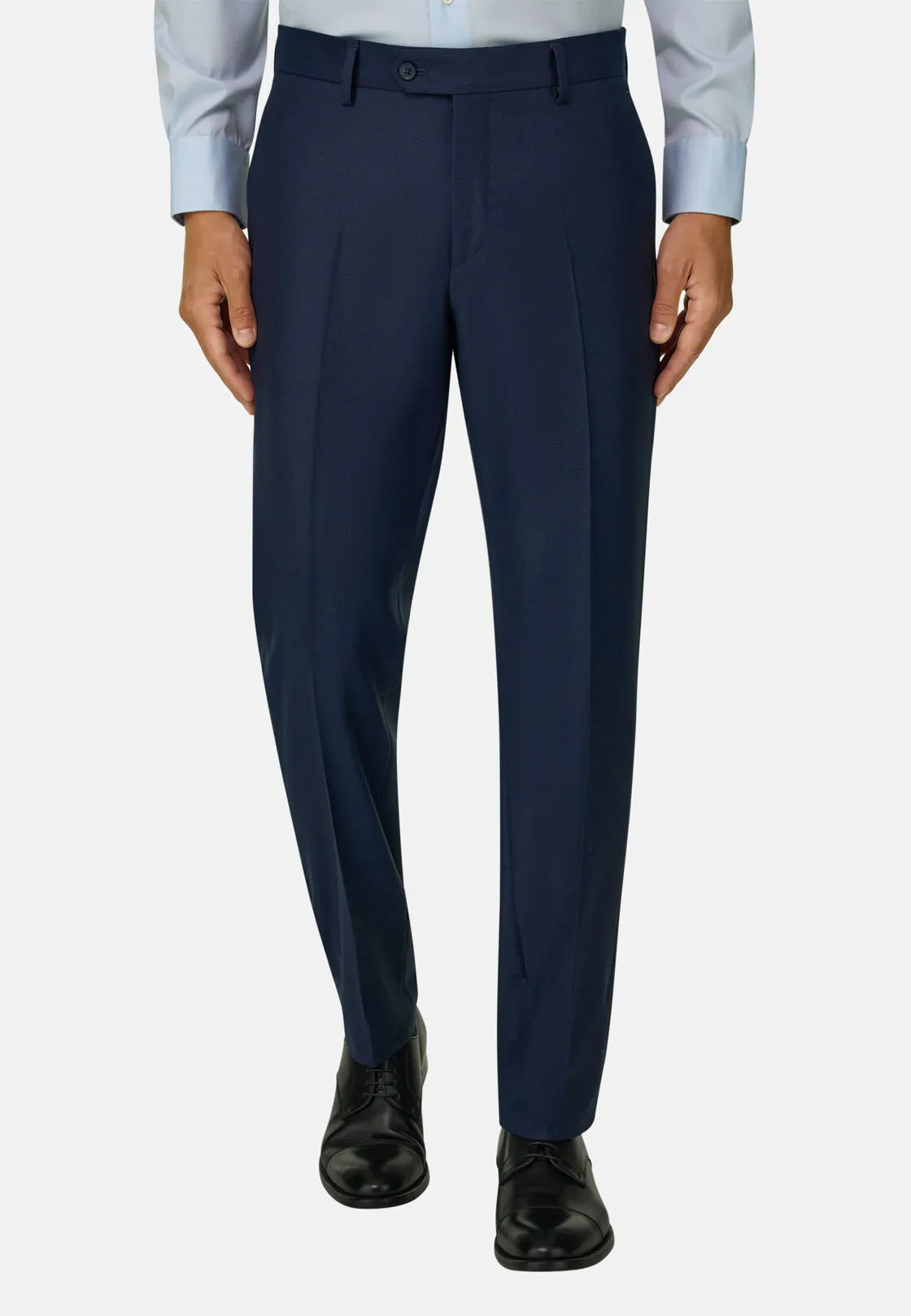 Boggi, Pantaloni Occhio Di Pernice In Pura Lana, Uomo, Bluette, Taglia: 44