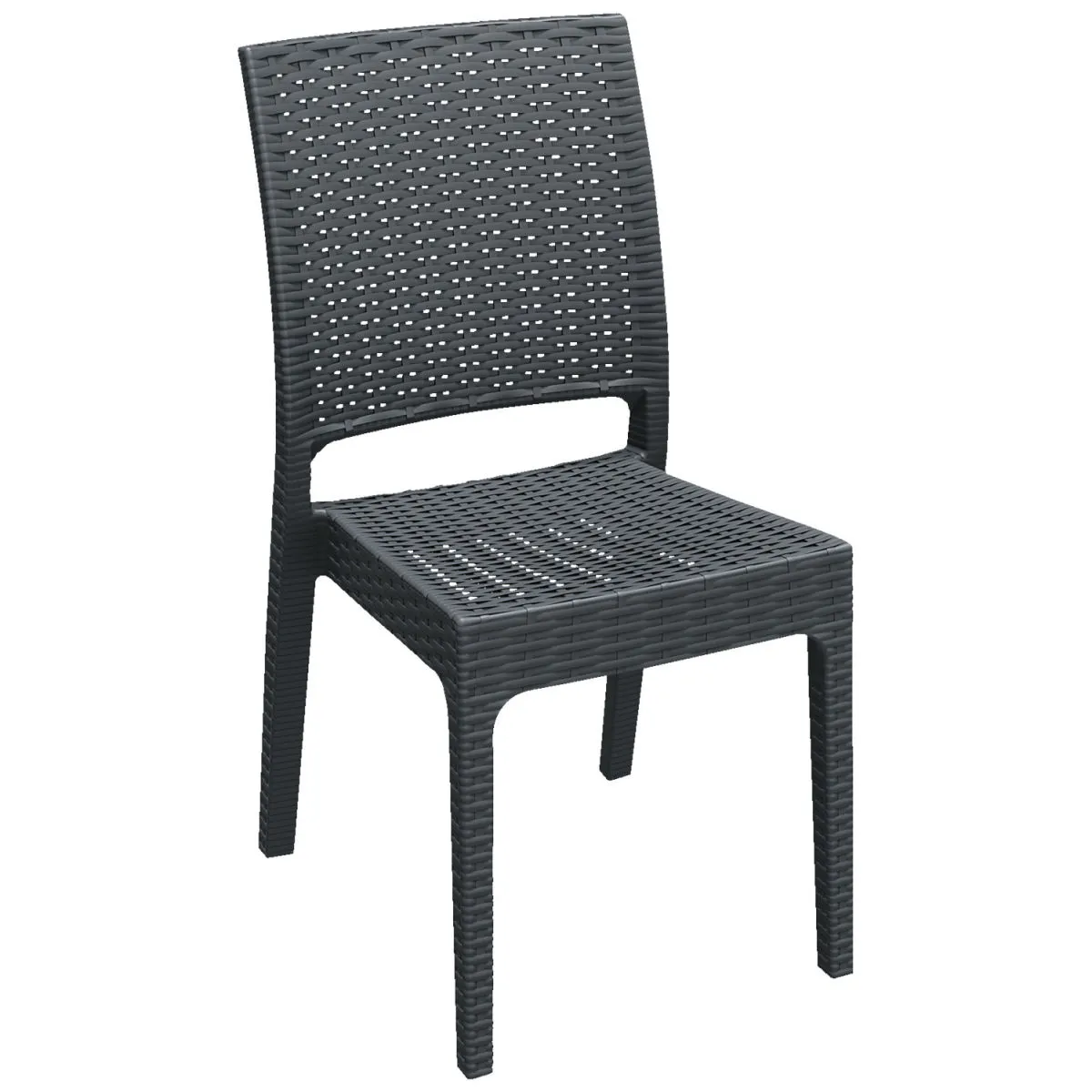 2x Siesta Sedia in rattan sintetico Oasi senza braccioli; 45x46x88 cm (LxPxH); antracite; 2 pz. / Pacco