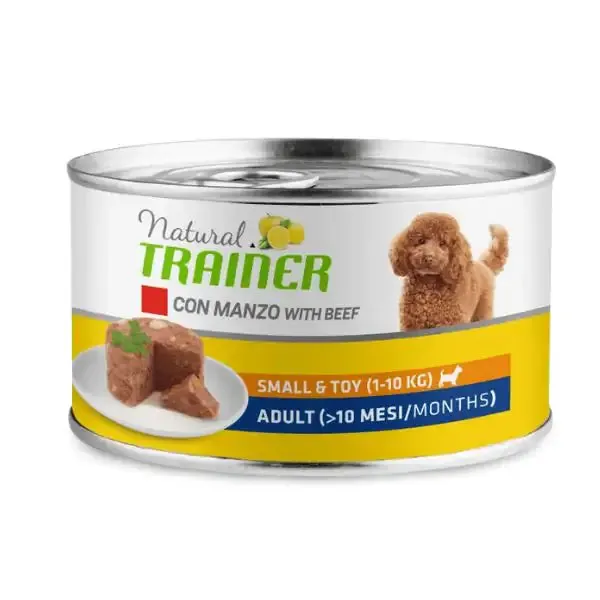 Natural Trainer Maintenance Puppy e Junior Small/Toy 150 gr Manzo e riso - confezione da 6 pezzi - Cibo umido per cani