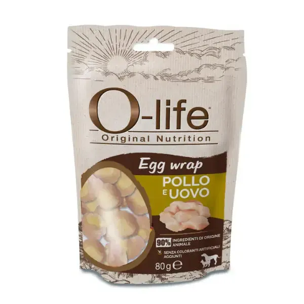 O-life Adult Egg Wrap Snack morbidi per cani 80 gr Pollo e uovo (scadenza: 25/02/2027)
