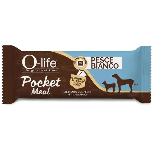 O-life Adult Pocket Meal minipasto completo umido per cani 35 gr Pesce bianco (scadenza: 31/03/2027) - Cibo umido per cani