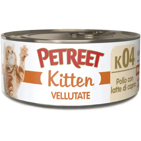 Petreet Vellutate Kitten Cat 70 gr Pollo con latte di capra - confezione da 24 pezzi - Cibo umido per gatti