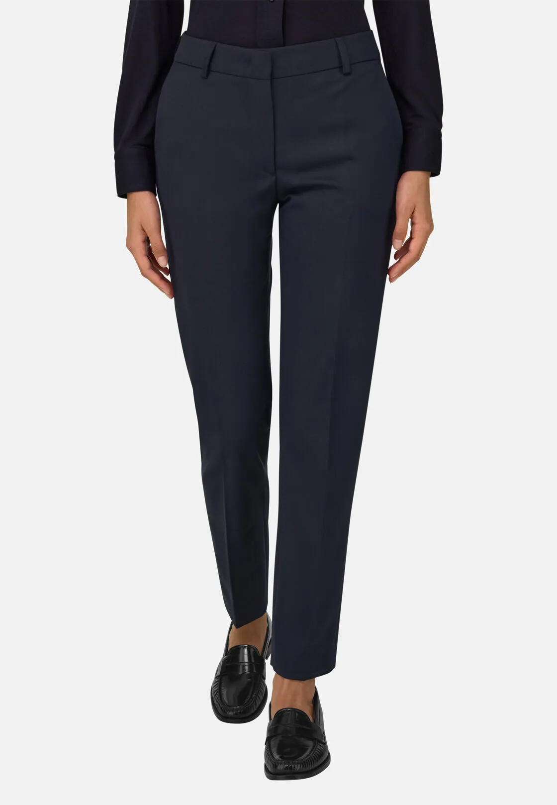 Boggi, Pantalone In Misto Lana Gamba Affusolata, Donna, Navy, Taglia: M