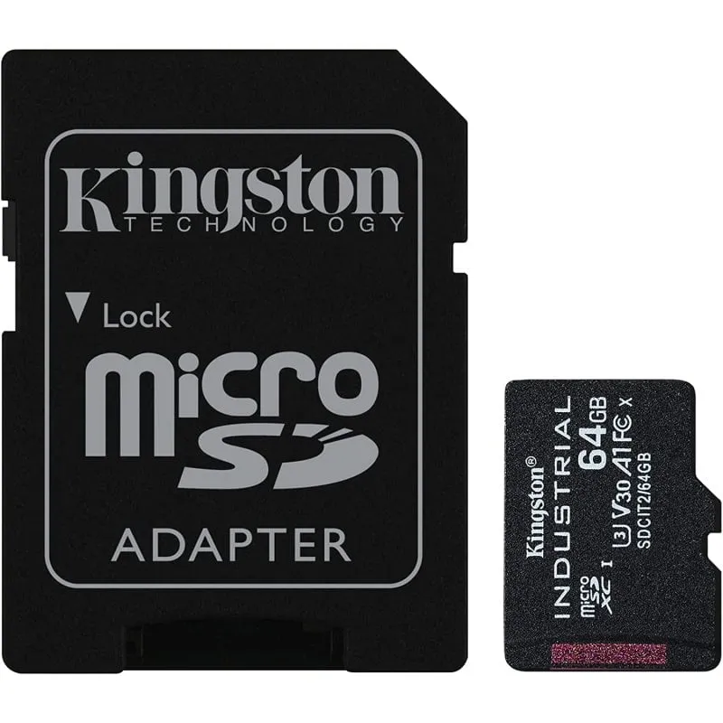 Kingston Industrial MicroSDXC 64GB UHS-I U3 V30 Classe 10 + Adattatore SD