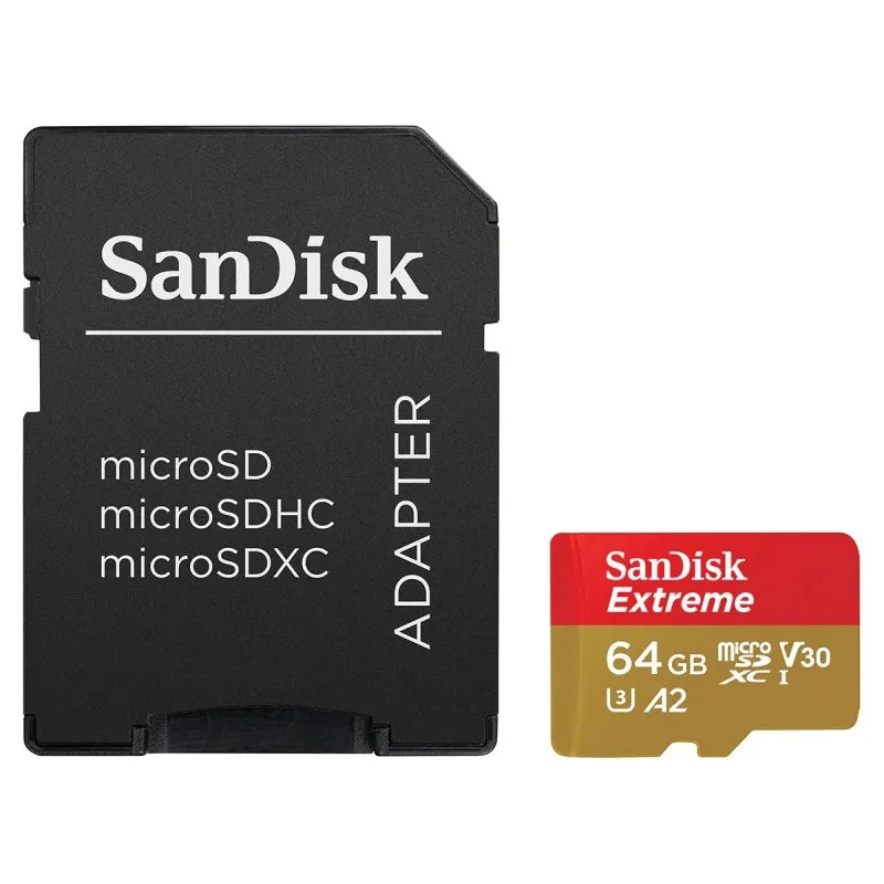 SanDisk Extreme MicroSDXC 64GB UHS-I A2 V30 Classe 10 con adattatore SD