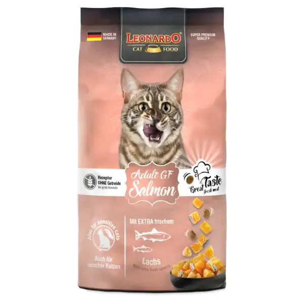 Leonardo Cat food Adult Grain Free Salmon ricco di Salmone 7,5 kg - Croccantini per gatti
