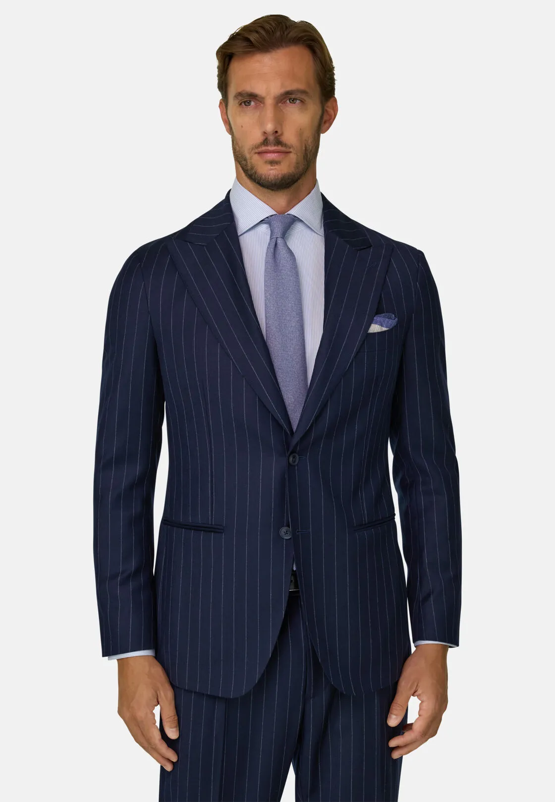 Boggi, Abito Gessato In Lana, Uomo, Navy, Taglia: 46