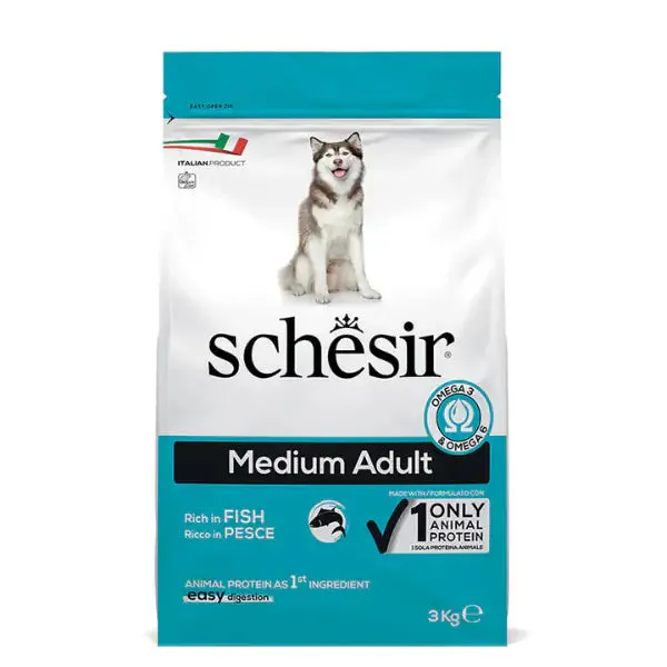 Schesir Dog Adult Medium Maintenance Pesce 3 kg - Crocchette monoproteiche cane
