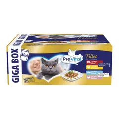Prevital Cat Food Adult Sterilised Fillet Selection Multipack XXL Box 80x85 gr 20x Pollo 20x Manzo 20x Tonno 20x Tacchino