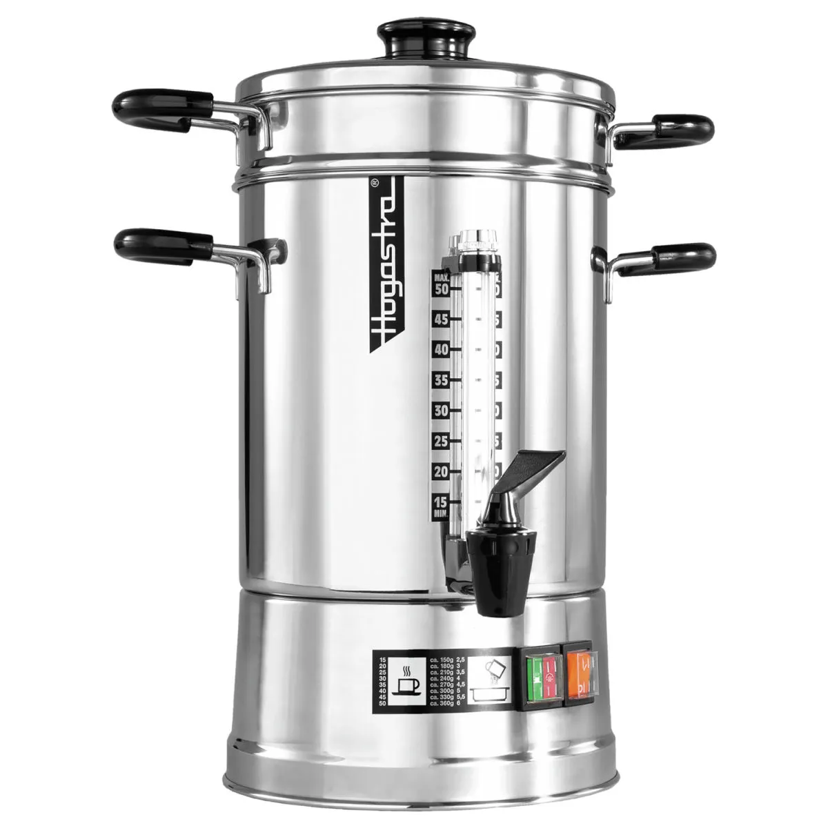 Hogastra Percolatore caffè CNS-50; 6500 ml, 22x45 cm (ØxH); argento/nero