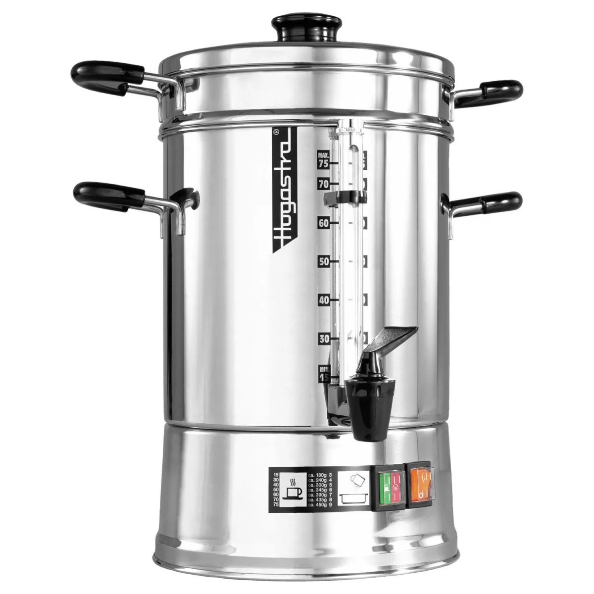 Hogastra Percolatore caffè CNS-75; 9500 ml, 24x48 cm (ØxH); argento/nero