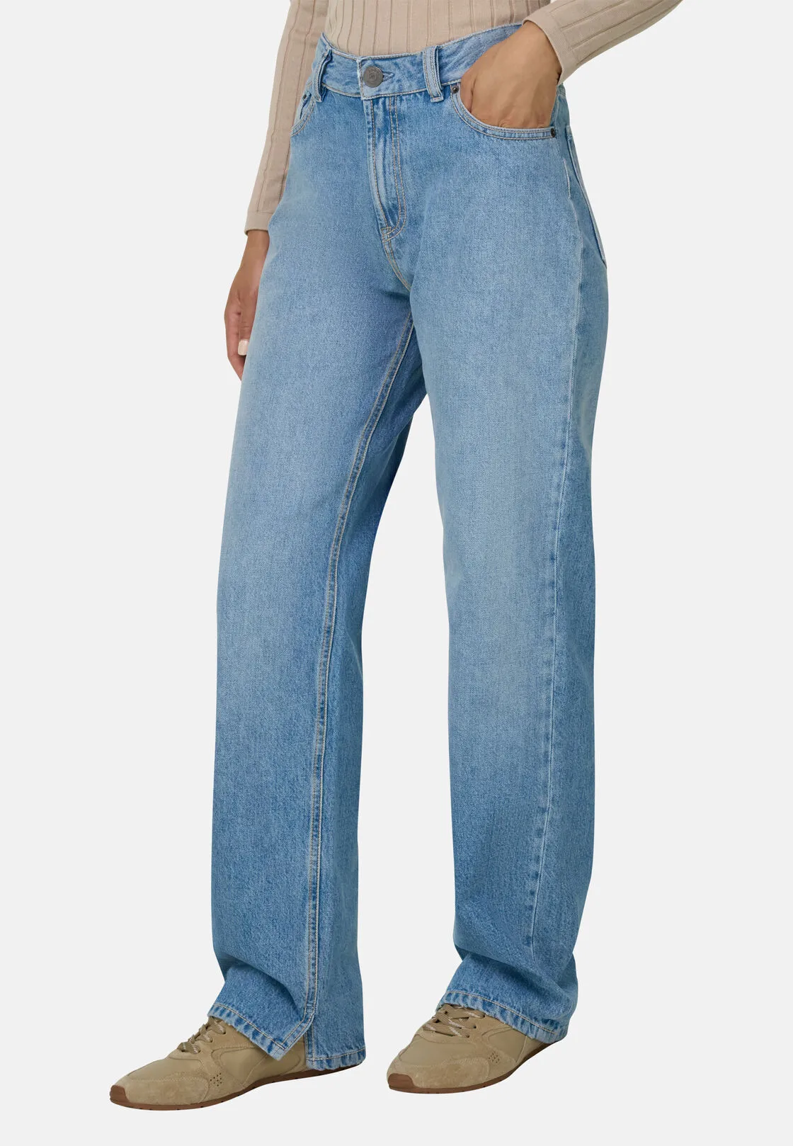 Boggi, Jeans In Denim Di Cotone Straight Fit, Donna, Azzurro, Taglia: L