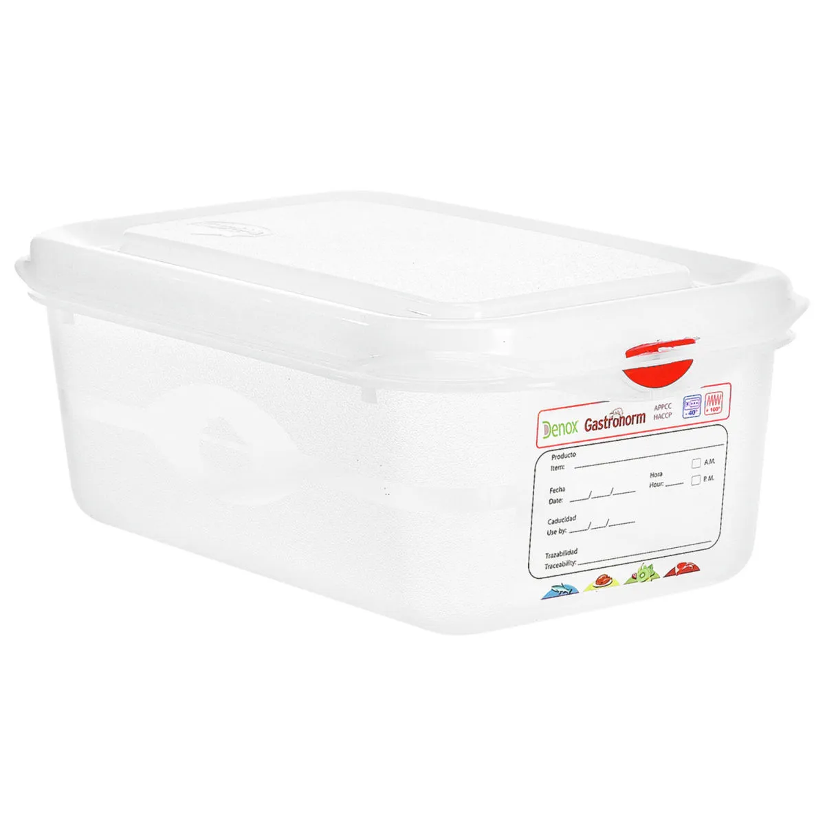 6x Denox Contenitore polipropilene Dena GN 1/4; GN 1/4, 2.8 l, 26.5x16.2x10 cm (LxLxP); trasparente; 6 pz. / Pacco