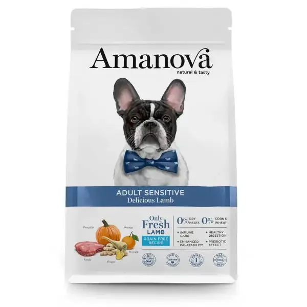Amanova Adult Sensitive Agnello Grain Free 10 kg - Croccantini per cani