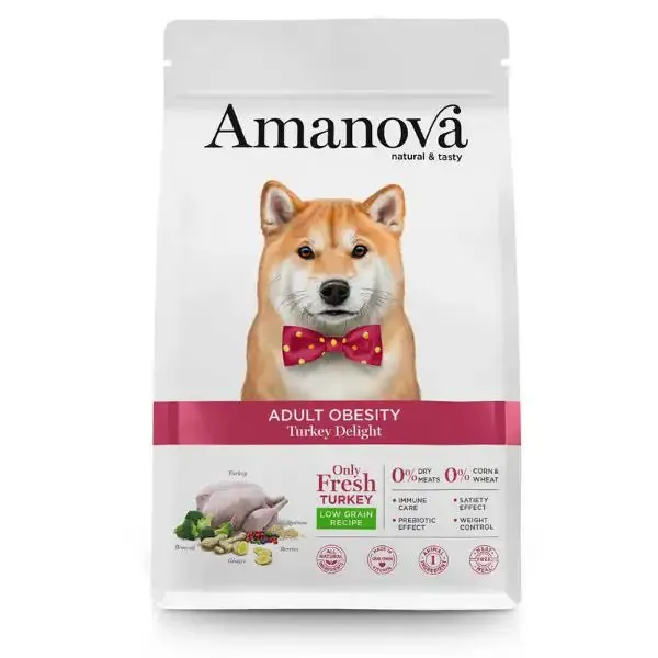 Amanova Adult Obesity Delight Tacchino 10 kg - Crocchette monoproteiche cane