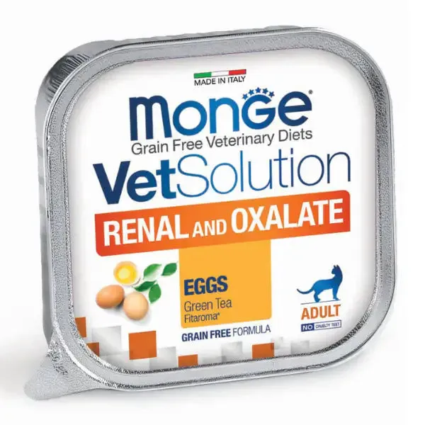 Monge VetSolution Feline Renal & Oxalate Grain Free 100 gr Uova essiccate - confezione da 6 pezzi - Dieta veterinaria per gatti