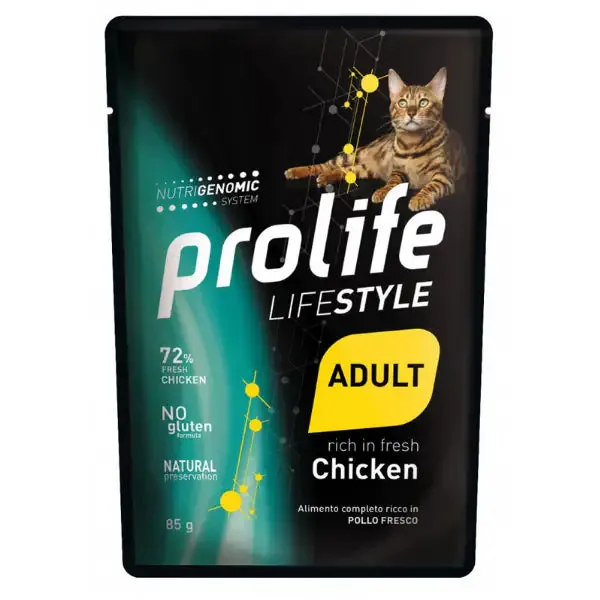 Prolife Lifestyle Gatto Adult Umido 85 gr Pollo - confezione da 12 pezzi - Cibo umido per gatti
