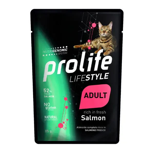 Prolife Lifestyle Gatto Adult Umido 85 gr Salmone - confezione da 12 pezzi - Cibo umido per gatti