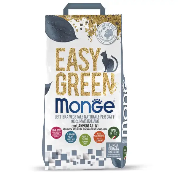 Lettiera vegetale Monge Easy Green con Carboni Attivi 10 lt (3,8 kg) - Lettiera vegetale