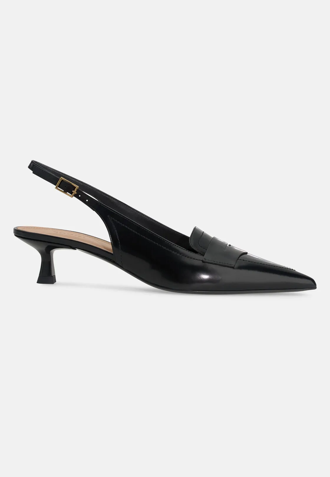 Boggi, Slingback In Pelle Spazzolata, Donna, Nero, Taglia: 39-5