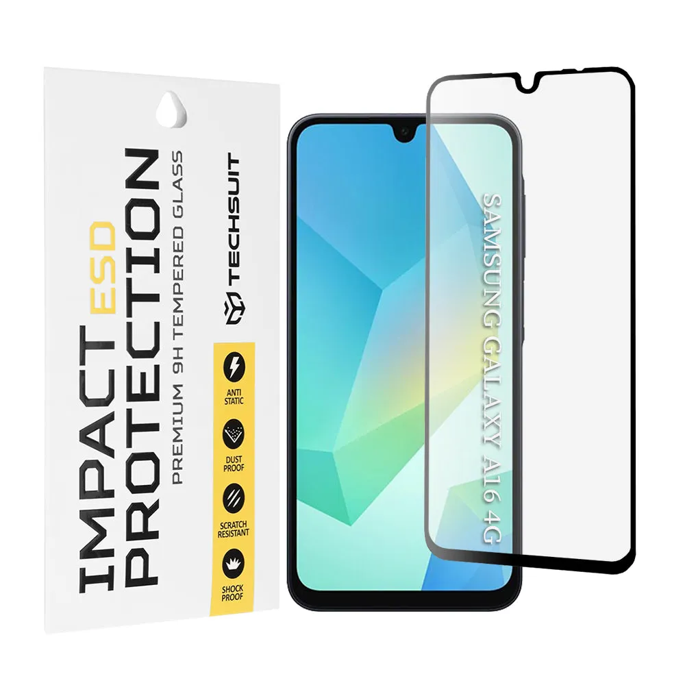 Pellicola protettiva per schermo Techsuit per Samsung Galaxy A17 4G A175 / A17 5G A176 / A16 5G A166 / A16 4G A165, Vetro temperato, Full Glue, Nero