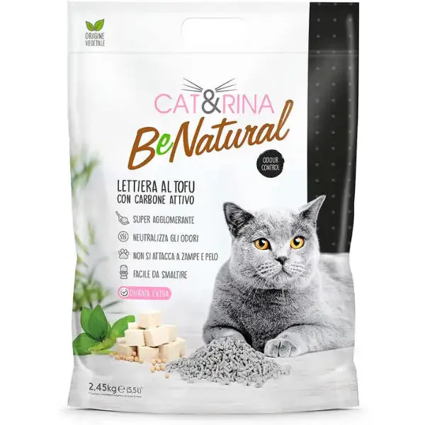 Cat&Rina Benatural lettiera vegetale per gatti al Tofu 5,5 lt (2,5 kg) Carboni attivi - Lettiera vegetale