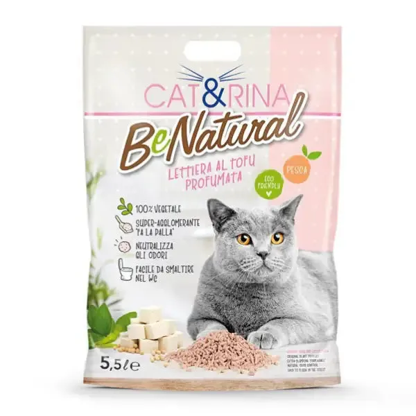 Cat&Rina Benatural lettiera vegetale per gatti al Tofu 5,5 lt (2,5 kg) Pesca - Lettiera vegetale