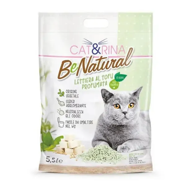 Cat&Rina Benatural lettiera vegetale per gatti al Tofu 5,5 lt (2,5 kg) Thè verde - Lettiera vegetale
