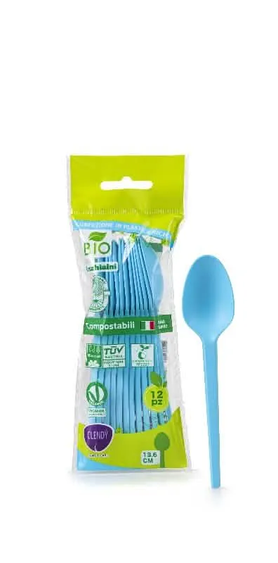 Cucchiaini Biologici CLENDY - Set da 12 Pezzi Azzurri