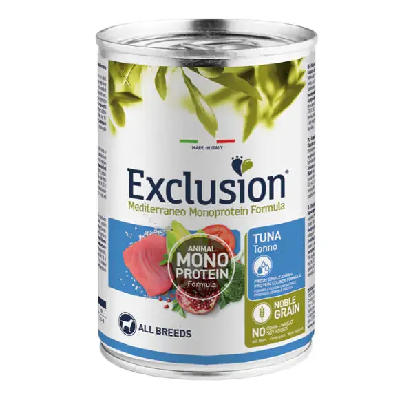 Exclusion Mediterraneo Adult All Breed 400 gr Tonno - Umido monoproteico cane
