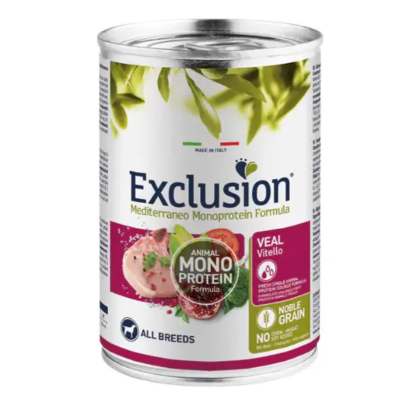 Exclusion Mediterraneo Adult All Breed 400 gr Vitello - Umido monoproteico cane