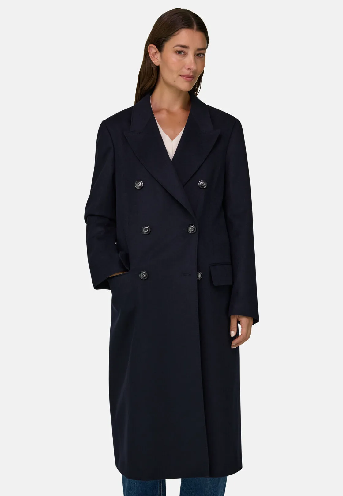 Boggi, Cappotto In Puro Cashmere Doppio Petto, Donna, Navy, Taglia: M