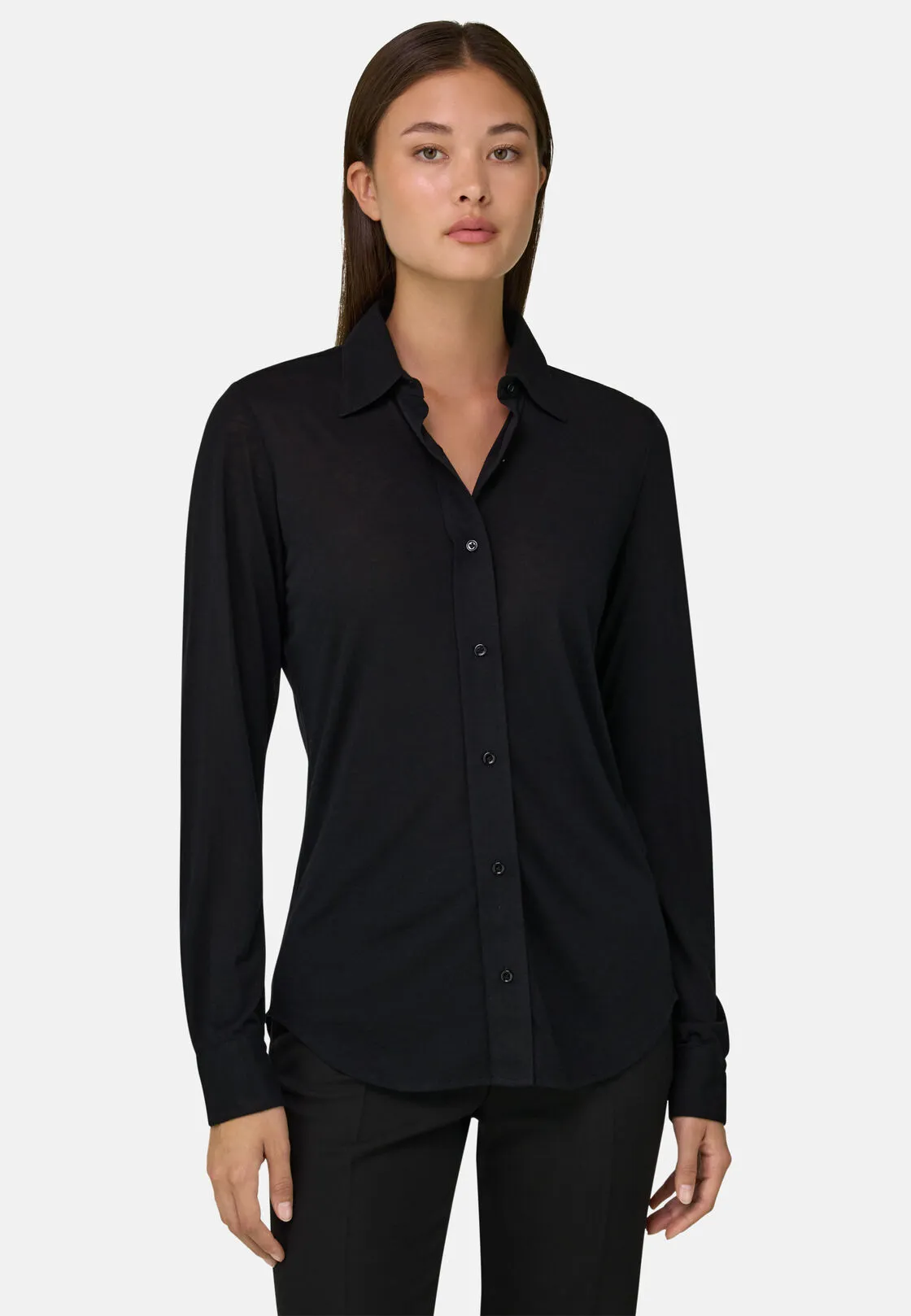 Boggi, Polo Camicia In Jersey, Donna, Nero, Taglia: S