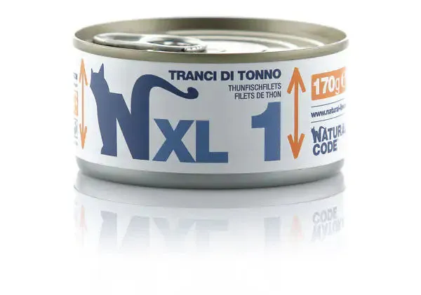 Natural Code XL 170 gr 01 - Tranci di Tonno - confezione da 24 pezzi - Cibo umido per gatti