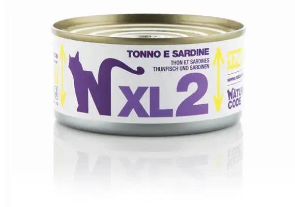 Natural Code XL 170 gr 02 - Tonno e Sardine - confezione da 24 pezzi - Cibo umido per gatti