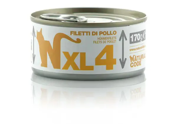 Natural Code XL 170 gr 04 - Filetti di Pollo - confezione da 24 pezzi - Cibo umido per gatti
