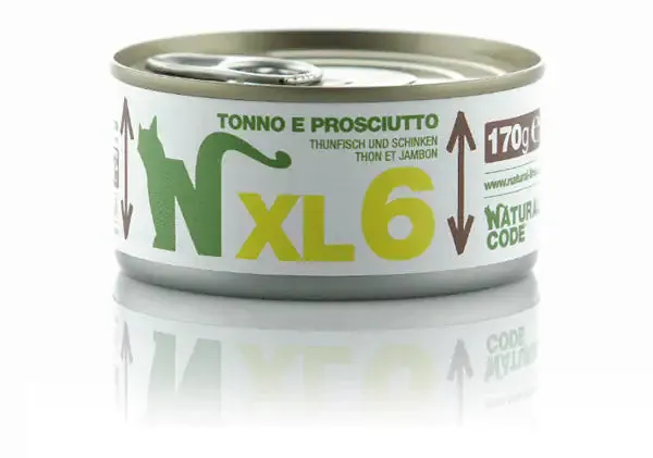 Natural Code XL 170 gr 06 - Tonno e Prosciutto - confezione da 24 pezzi - Cibo umido per gatti