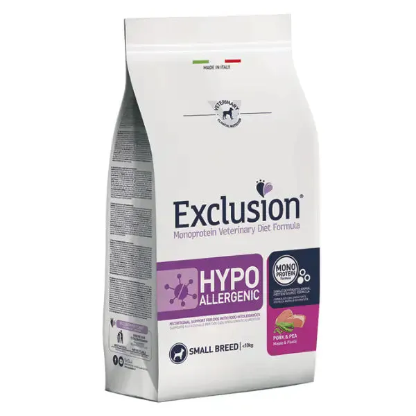 Exclusion Diet Hypoallergenic Small Breed Maiale e Piselli 7 kg - Crocchette monoproteiche cane