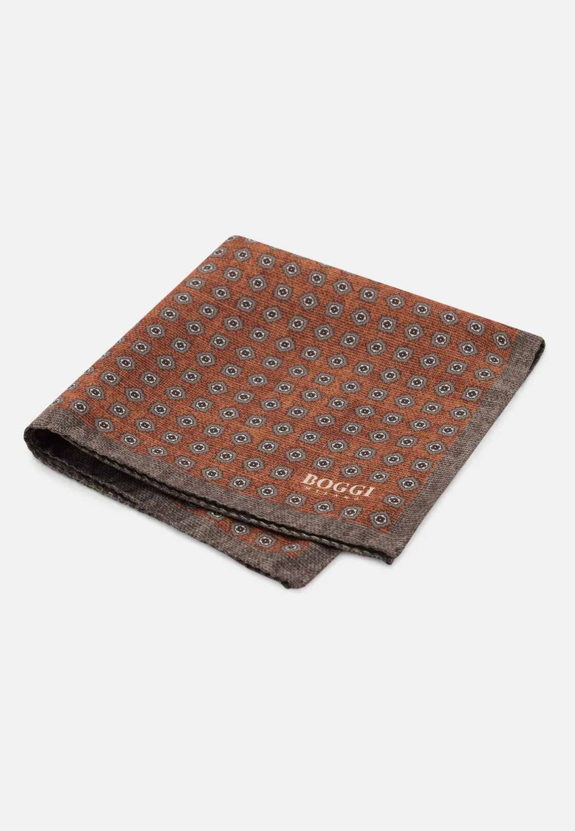 Boggi, Pochette Stampa Motivo Floreale In Seta, Uomo, Rouge