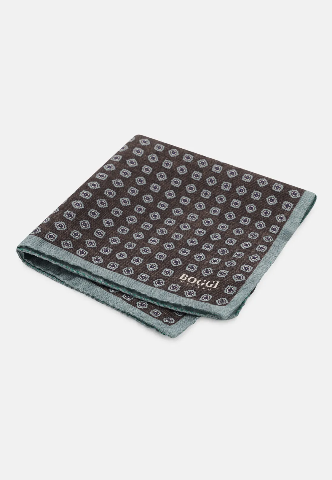 Boggi, Pochette Stampa Motivo Floreale In Seta, Uomo, Taupe