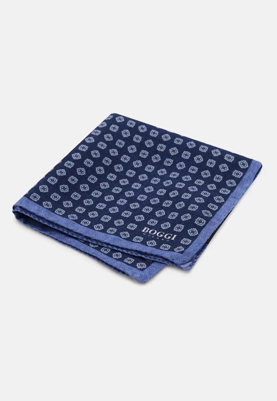 Boggi, Pochette Stampa Motivo Floreale In Seta, Uomo, Navy