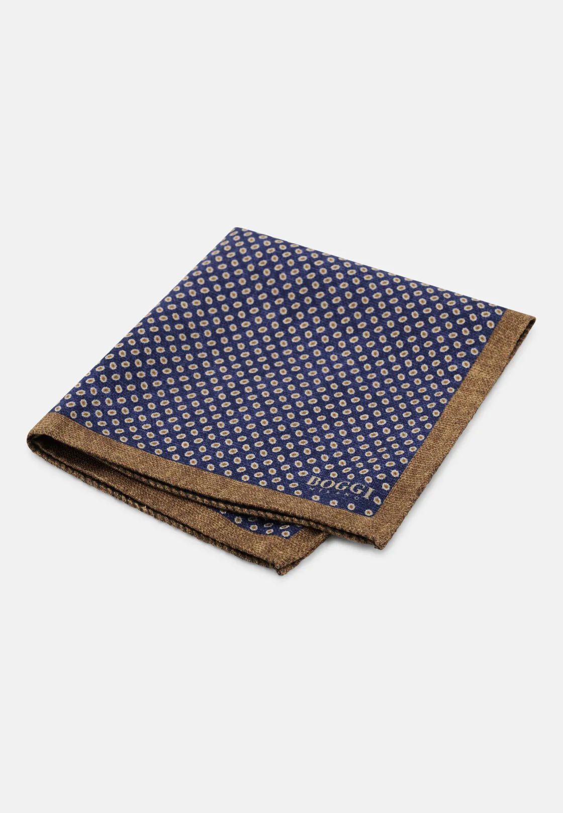Boggi, Pochette Doppia Stampa Micro Fantasia In Seta, Uomo, Navy