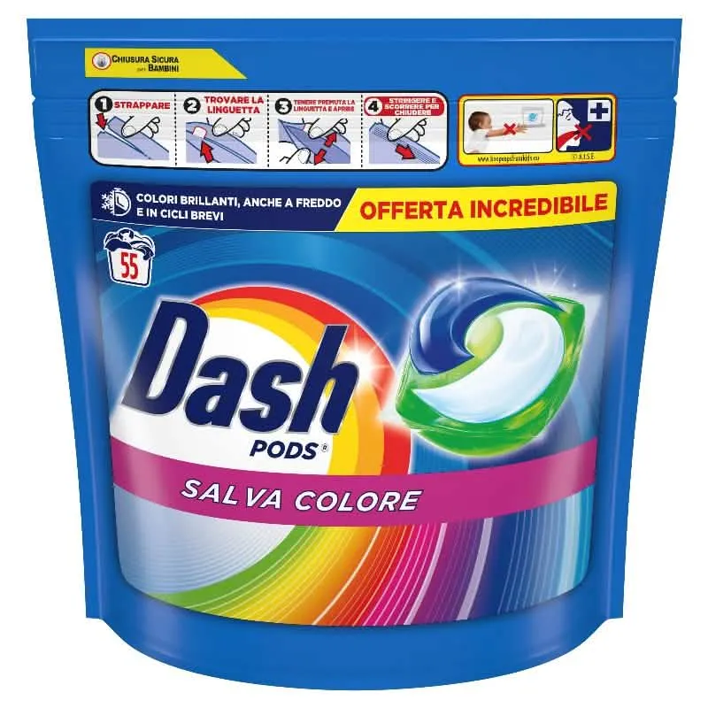 DASH ECODOSI PODS 55 PEZZI - Detersivo per Lavatrice Colorati