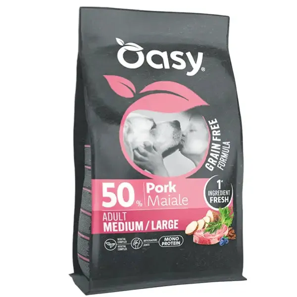 Oasy Grain Free formula Adult Medium/Large Maiale 10 kg - Croccantini per cani