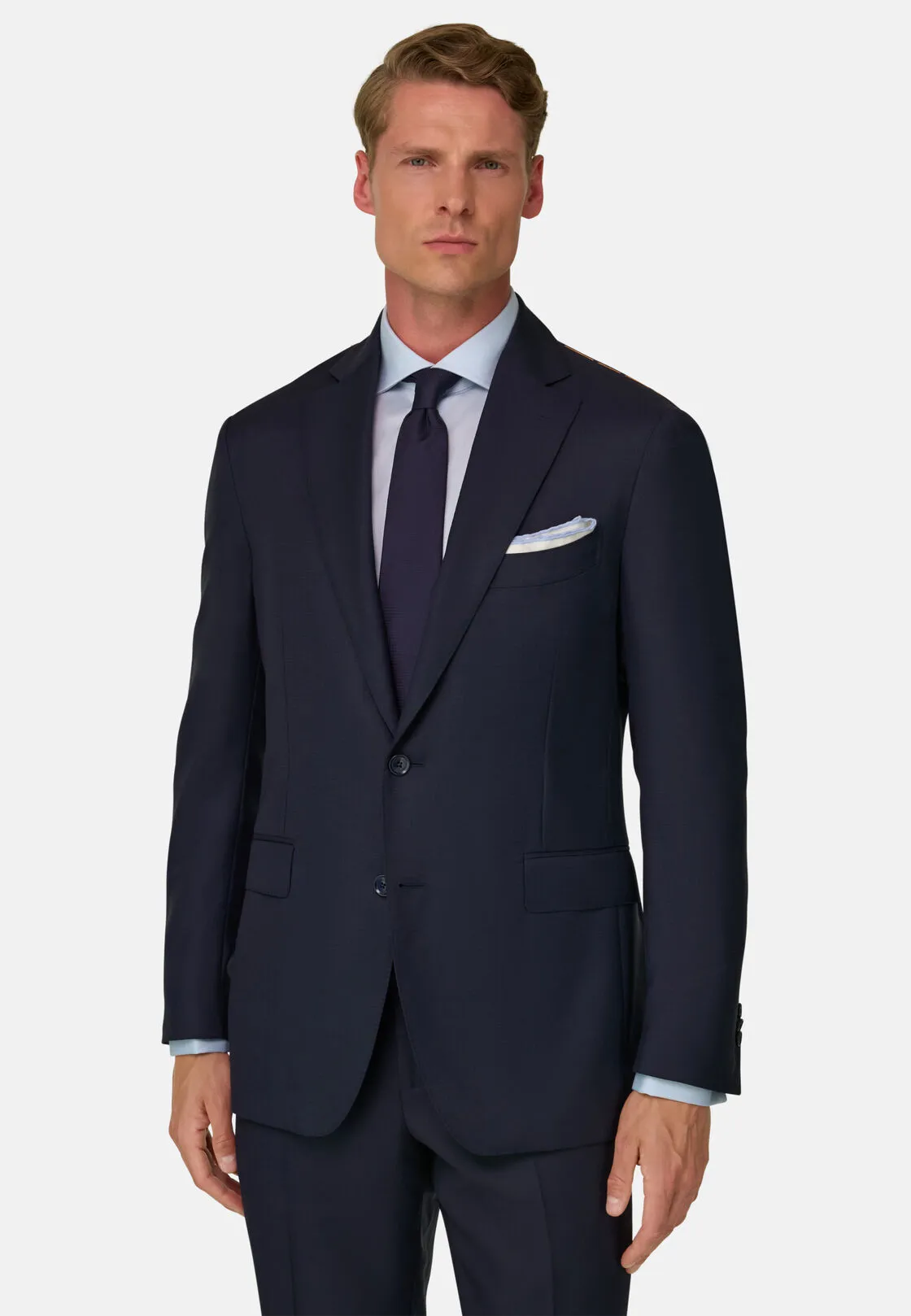 Boggi, Giacca Navy Occhio Di Pernice In Lana Intelata, Uomo, Navy, Taglia: 50