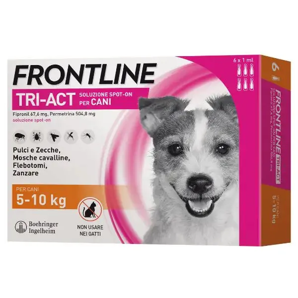 Frontline Tri-Act antiparassitario per cani 6 pipette per taglia piccola (5-10 kg) - Antiparassitario per cani